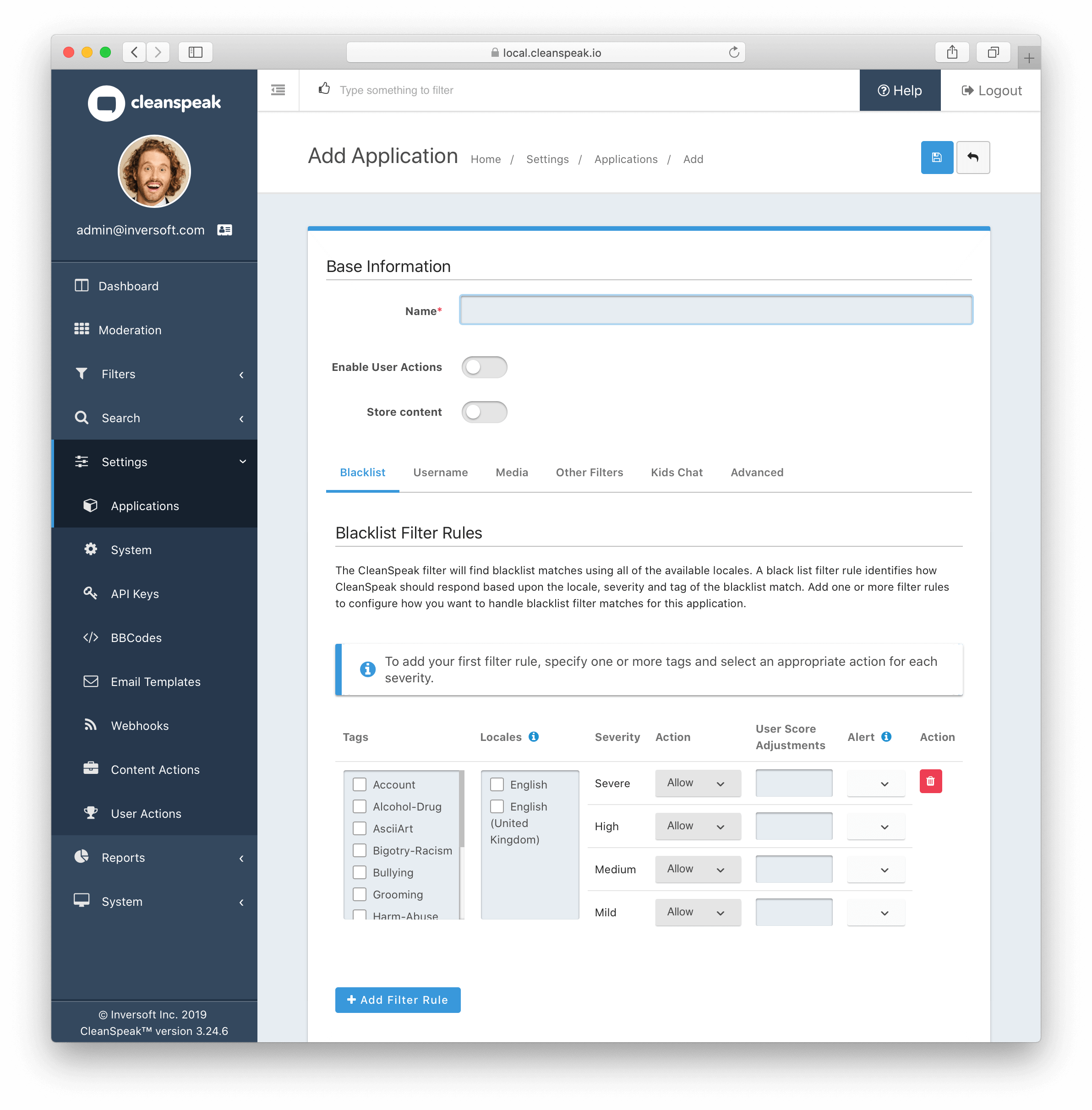 Application Setup