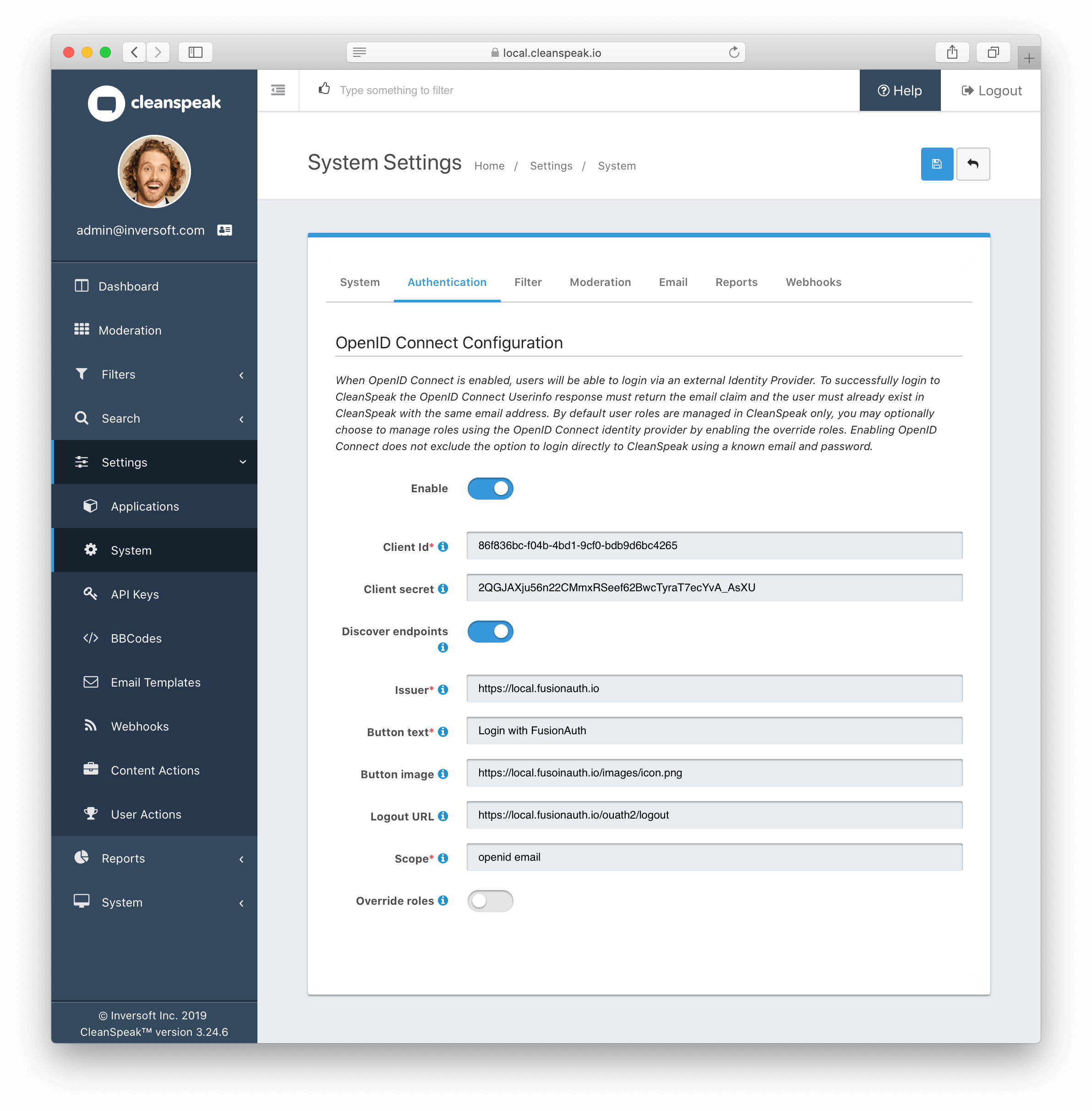 OpenID settings